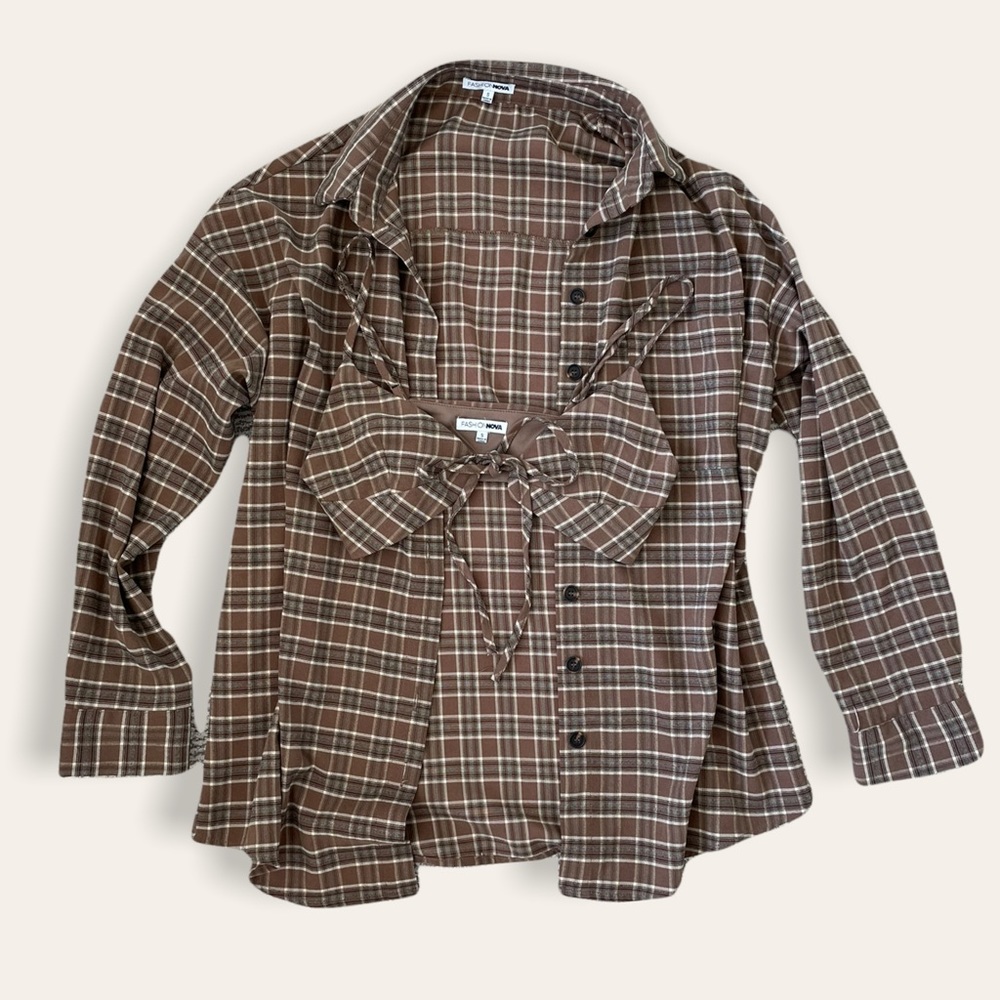 FASHION NOVA | PLAID SHIRT SET
